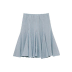 Spring Plaid Wavy Wide Hem Midi Skirt