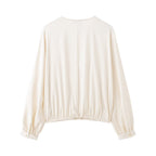 Women's Simplicity Beige Lantern Sleeve Short Shirt
