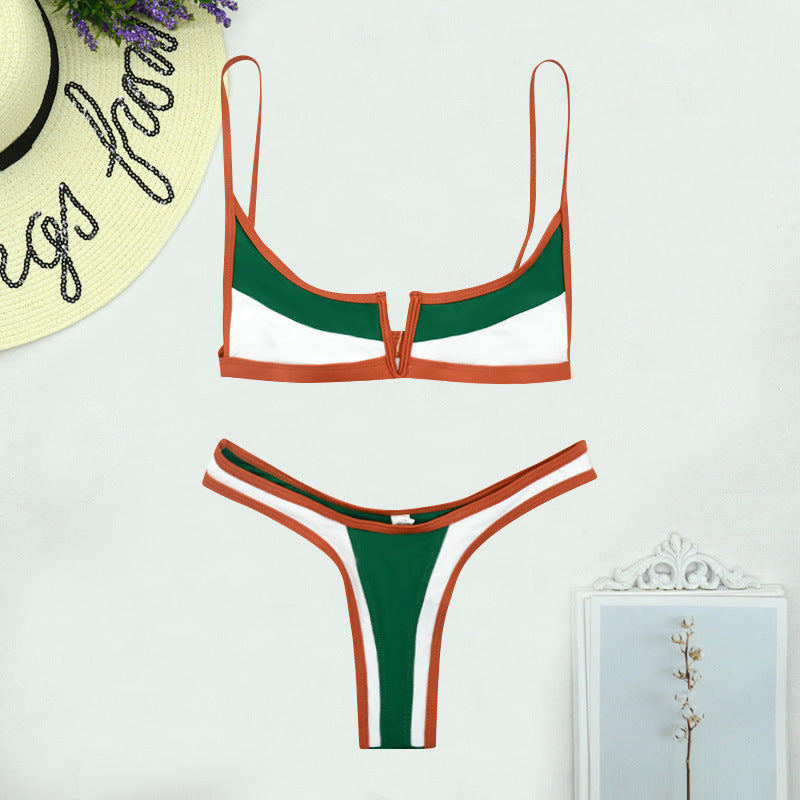 Color Matching Bikini Swimwear