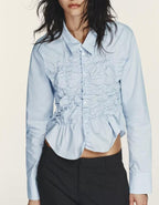 Women's Elastic Pleated Poplin Shirt