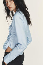 Women's Elastic Pleated Poplin Shirt