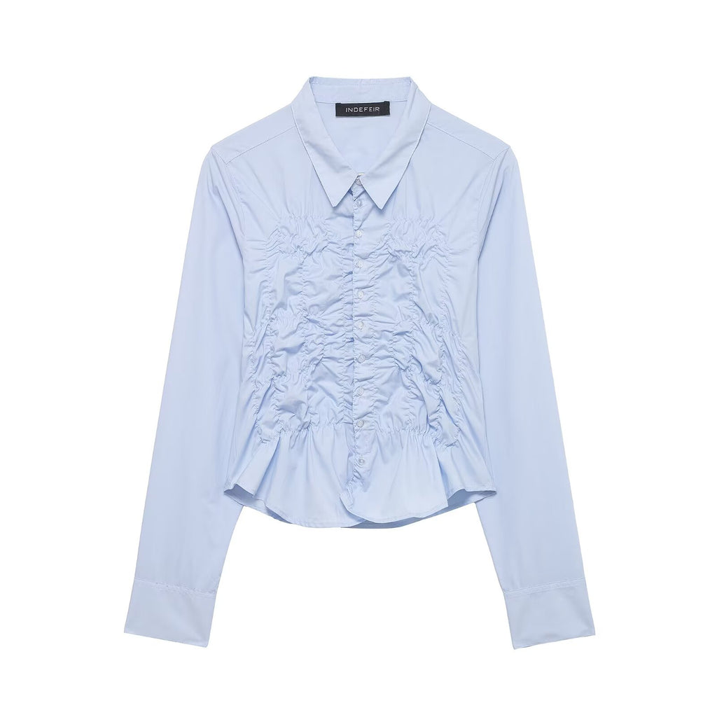 Women's Elastic Pleated Poplin Shirt