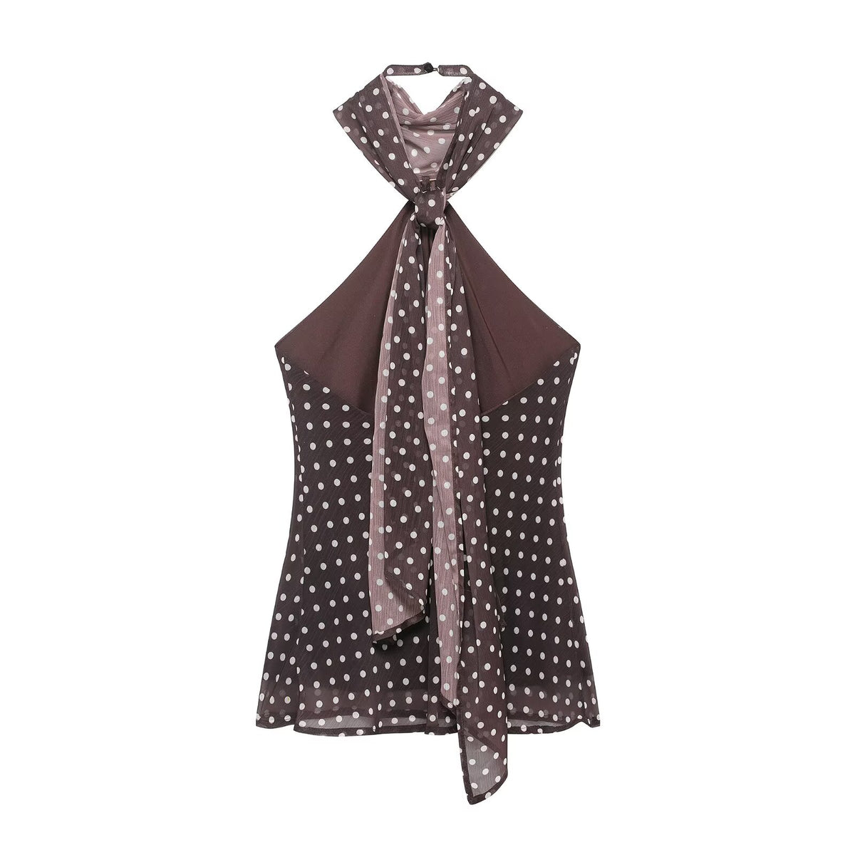 Women's Polka-Dot Backless Collared Top