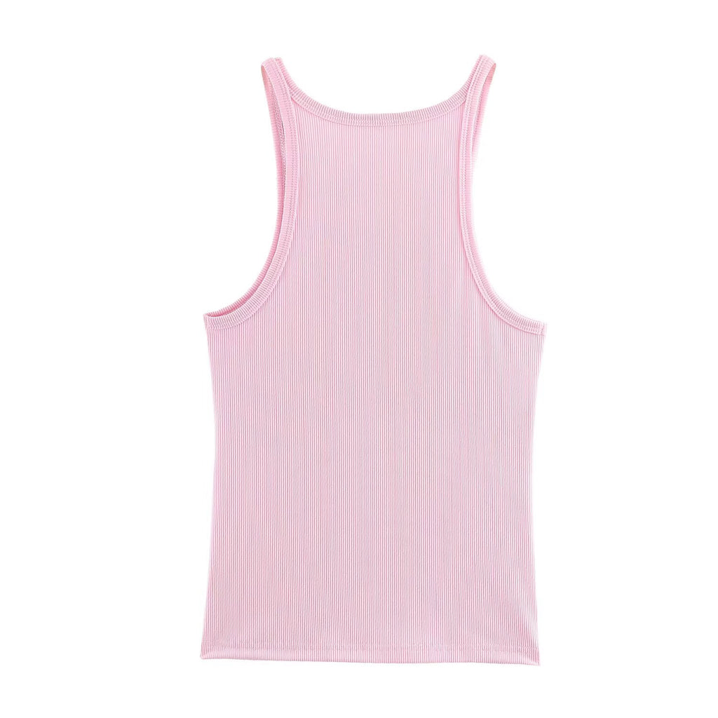 Women's Solid Color Rib Vest