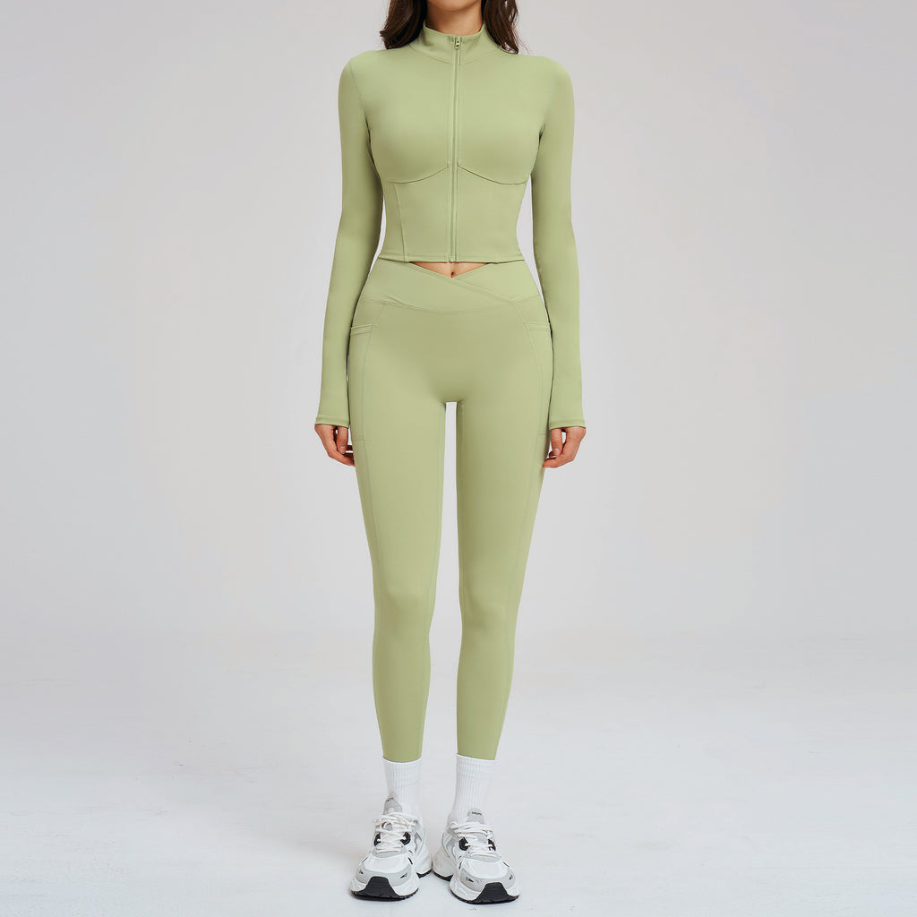 Yoga Zipper Tight Sports Workout Clothes Outdoor Running Sports Set