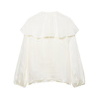 Women's Lace Laminated Decoration V Neck Shirt