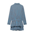 Women's Clothing Top Product Belt Plaid Laminated Decoration Dress