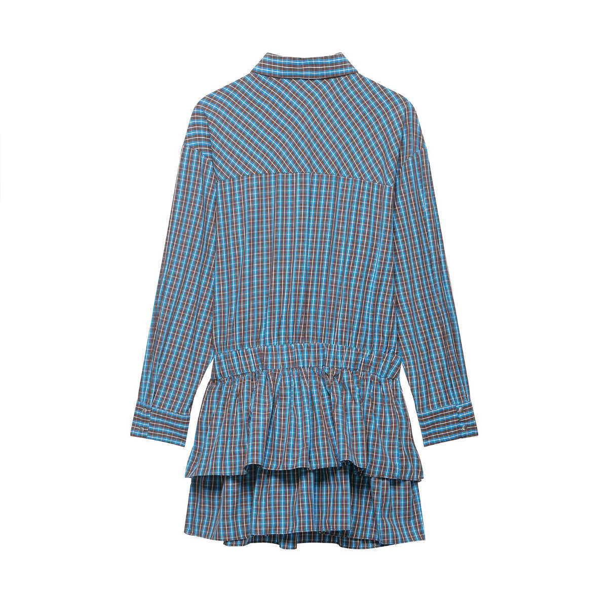 Women's Clothing Top Product Belt Plaid Laminated Decoration Dress