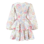 French Hydrangea Deep-V Tulle Dress