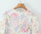 French Hydrangea Deep-V Tulle Dress