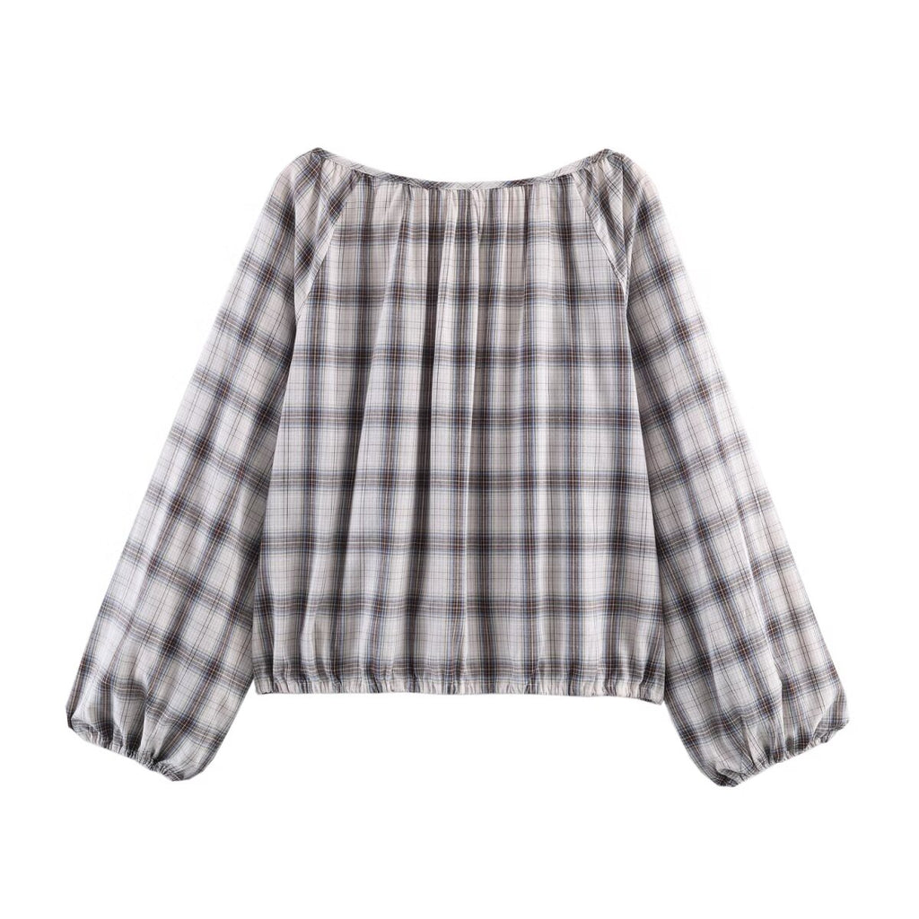 Summer Plaid Asymmetric Top Asymmetric Skirt Set
