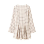 Women's Western Long Sleeve V Neck Plaid Short Dress
