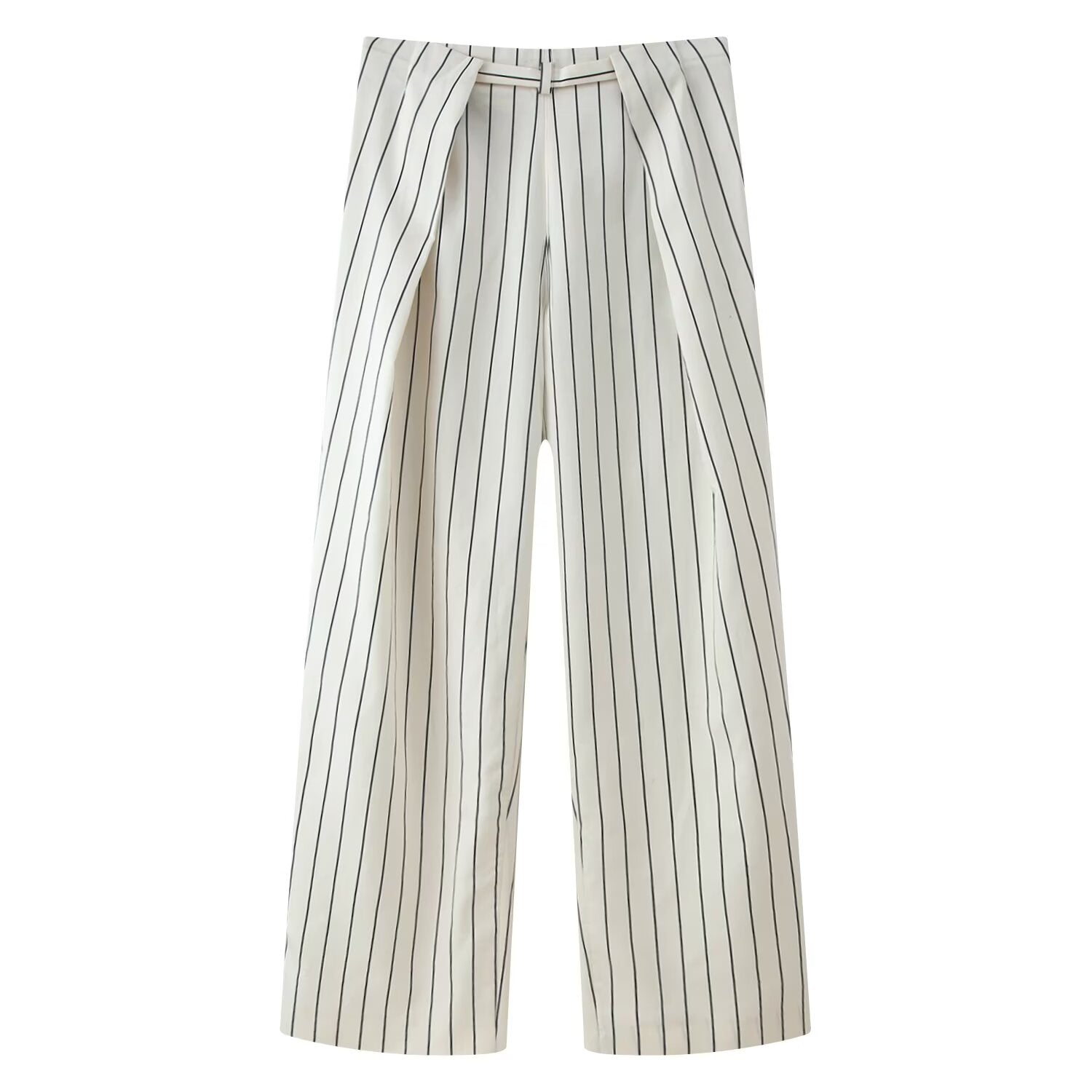 Spring Striped Fluffy Sleeve Shirt Pleated Pants Sets