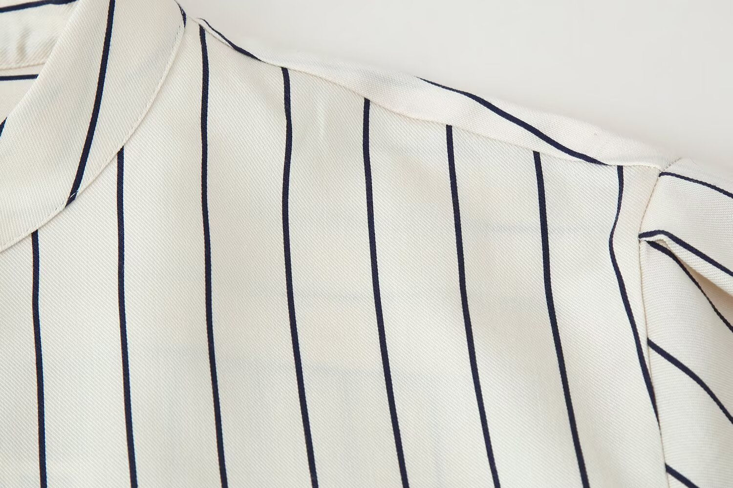 Spring Striped Fluffy Sleeve Shirt Pleated Pants Sets