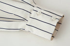Spring Striped Fluffy Sleeve Shirt Pleated Pants Sets