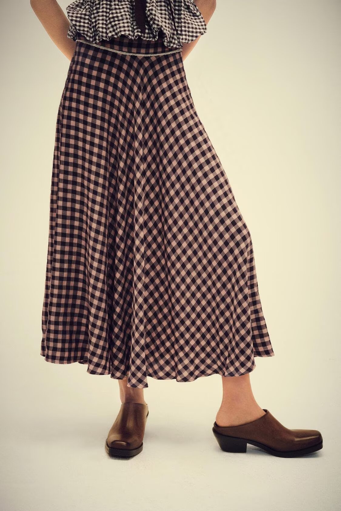 Women's Lace-Trim Check Skirt