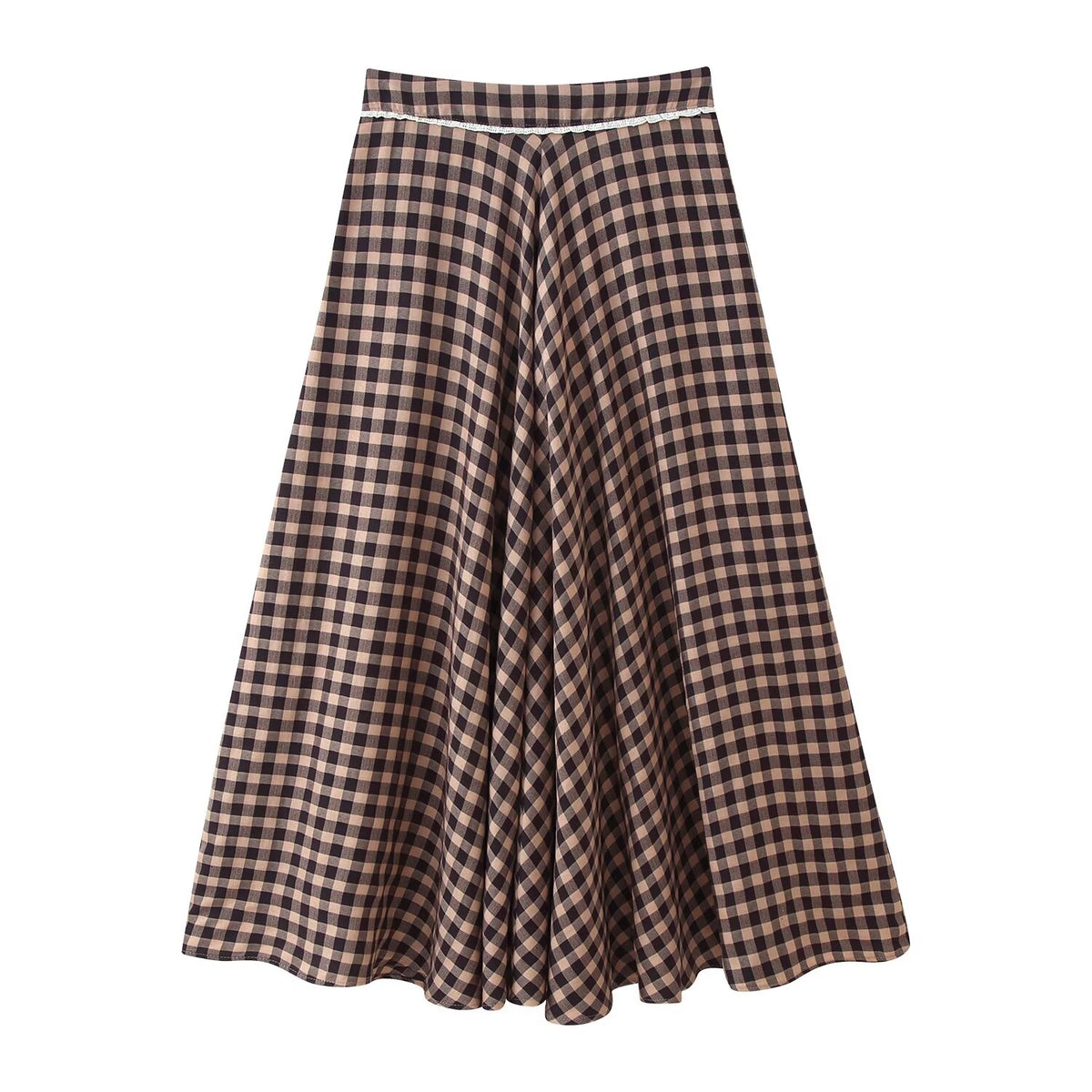 Women's Lace-Trim Check Skirt