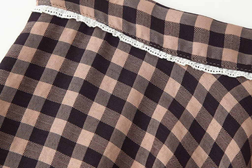 Women's Lace-Trim Check Skirt