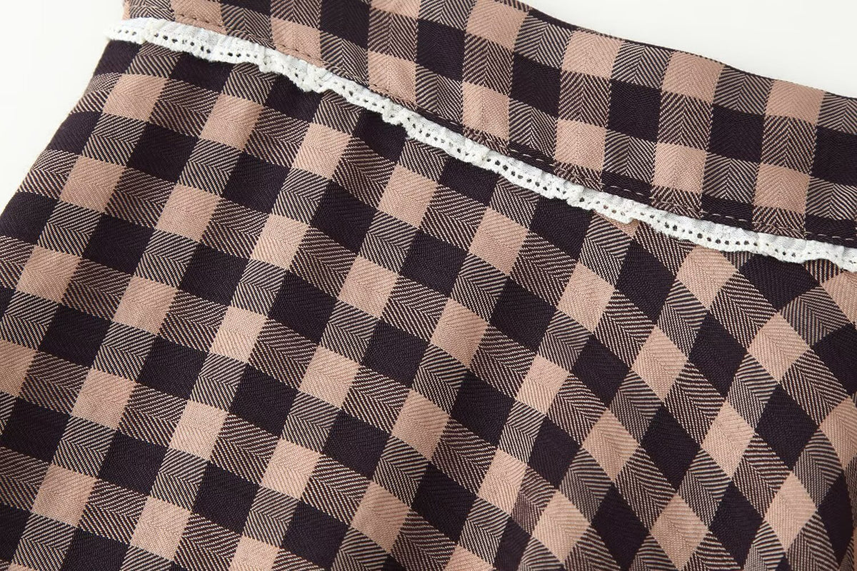 Women's Lace-Trim Check Skirt