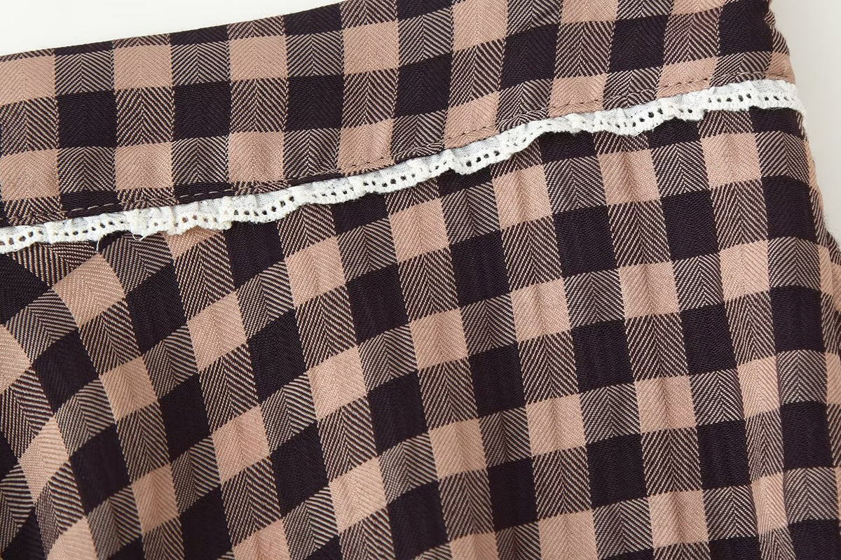 Women's Lace-Trim Check Skirt