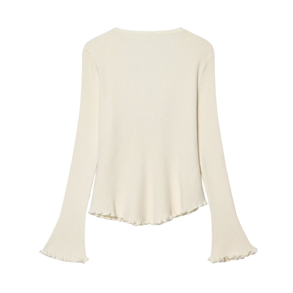 Women's Spring Bow V-Neck Slim-Fit Gentle Sweater
