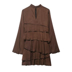 Women's Stand-Collar Asymmetric Ruffle Mini Dress