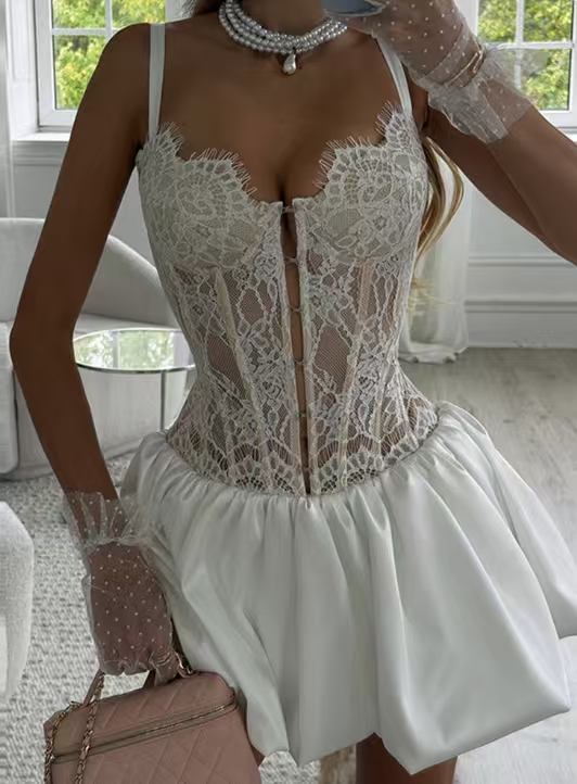 Women's Boned Corset Lace Dress