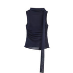 's Slim Fit Silk Net Scarf With Sleeveless Vest Top