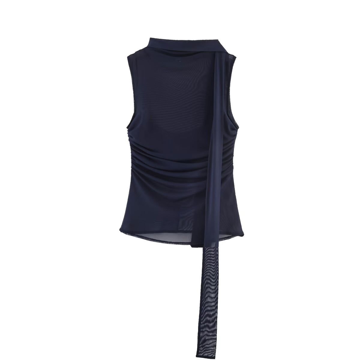 's Slim Fit Silk Net Scarf With Sleeveless Vest Top