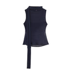 's Slim Fit Silk Net Scarf With Sleeveless Vest Top