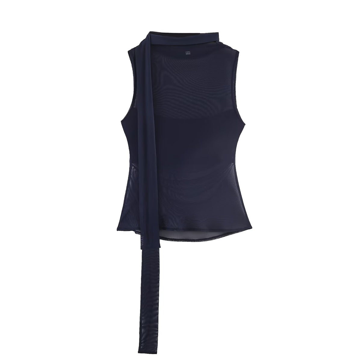 's Slim Fit Silk Net Scarf With Sleeveless Vest Top