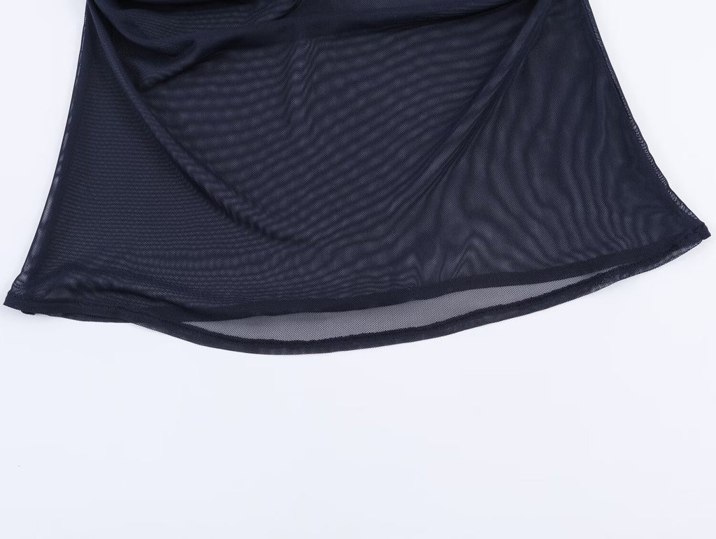 's Slim Fit Silk Net Scarf With Sleeveless Vest Top