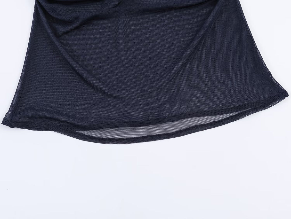 's Slim Fit Silk Net Scarf With Sleeveless Vest Top