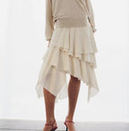 Women's Clothing Summer Sweet Laminated Ruffled Decoration Smooth Tiered Dress
