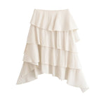 Women's Clothing Summer Sweet Laminated Ruffled Decoration Smooth Tiered Dress