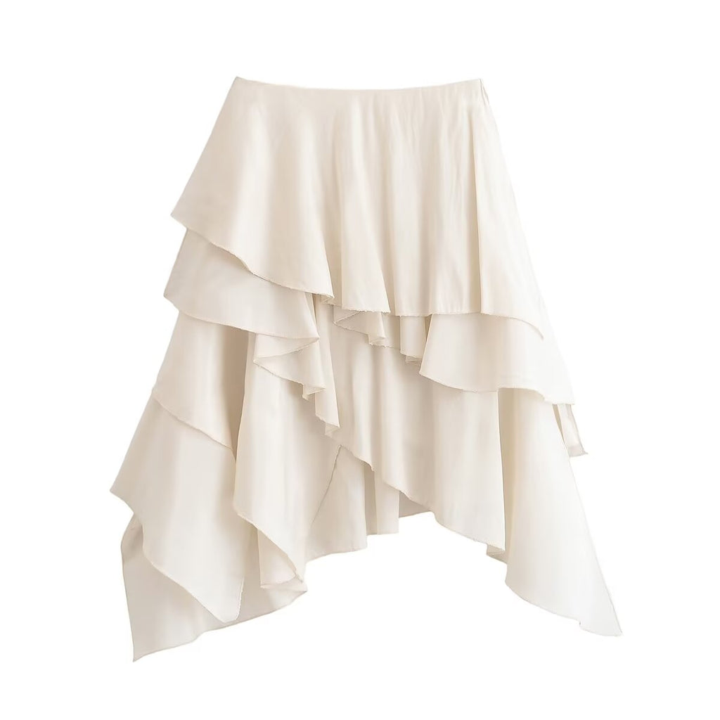 Women's Clothing Summer Sweet Laminated Ruffled Decoration Smooth Tiered Dress