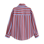 Women's Striped Color-Block Bow Shirt