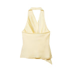 Women's Satin Texture Hanging Collar Top
