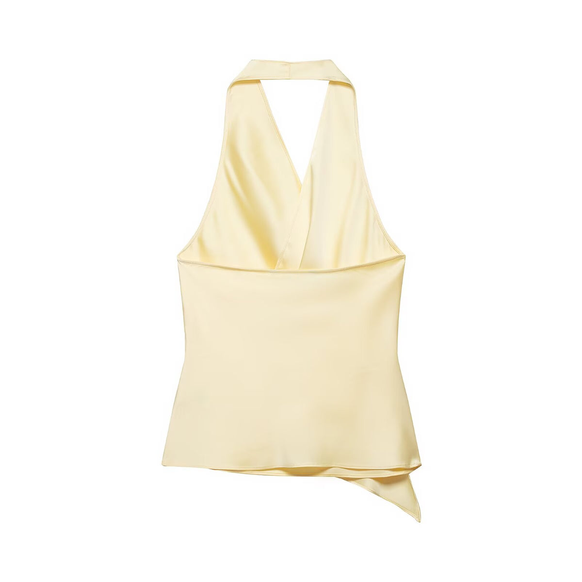 Women's Satin Texture Hanging Collar Top