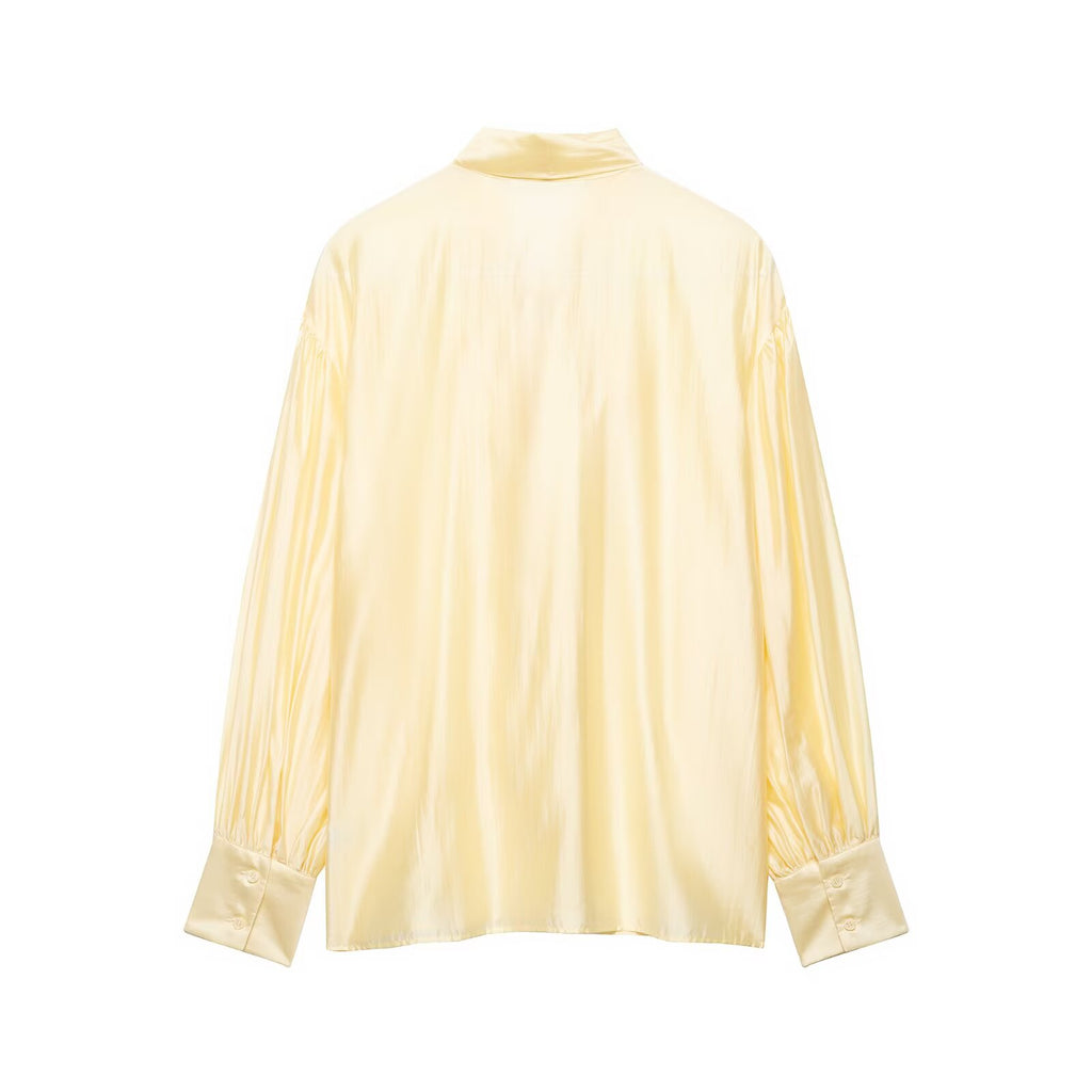 Women's Satin Bowknot Decoration Shirt
