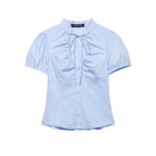 Women's Younger Bowknot Decoration Poplin Top