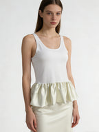 Women's Ruched Bubble Hem Sleeveless Vest Top