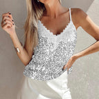 Sequin Sling High Grade V Neck Sequ Vest Top
