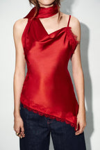 Stitching Lace Underwear Irregular Asymmetric Top Lingerie
