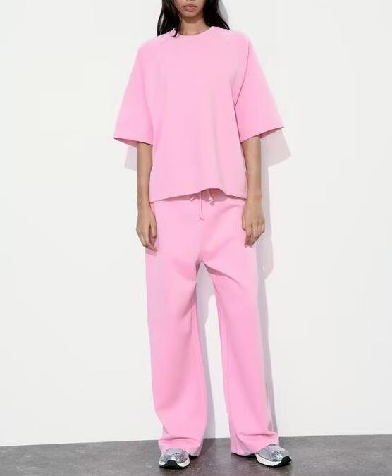 Spring Double Sided Cloth Loose T shirt Double Sided Cloth Jogger Pants Suit