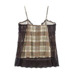 Women's Women Spring Retro Elegant Plaid Underwear Top