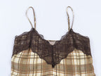 Women's Women Spring Retro Elegant Plaid Underwear Top
