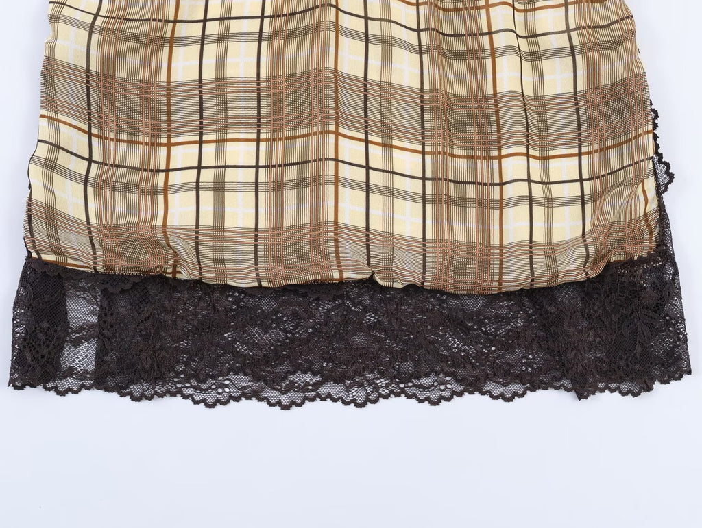 Women's Women Spring Retro Elegant Plaid Underwear Top