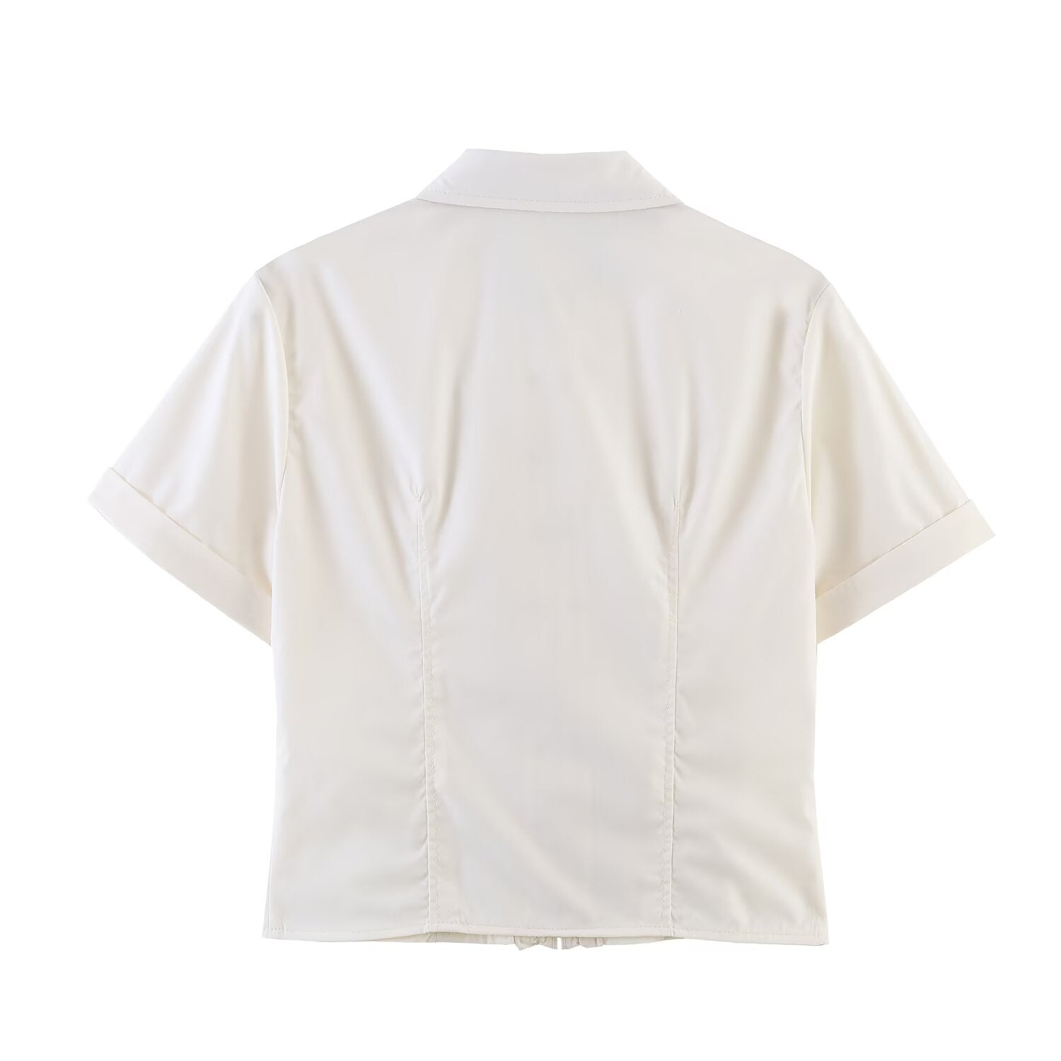 Spring Women Rivet Laminated Decoration Shirt Skirt Sets