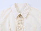 Spring Women Rivet Laminated Decoration Shirt Skirt Sets